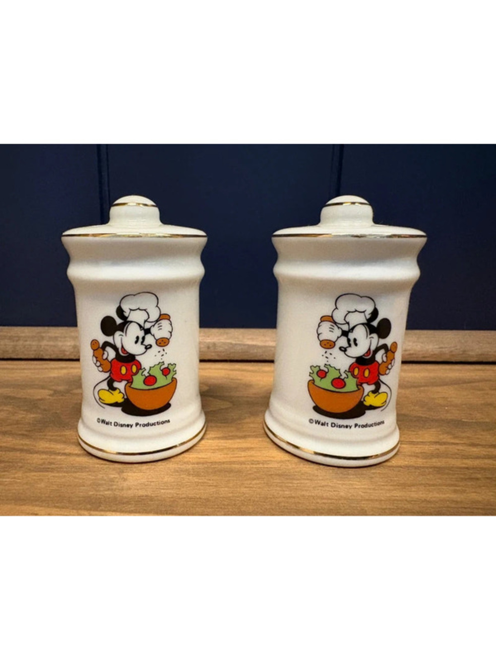 Vintage Ceramic Chef Mickey Mouse Disney Salt and Pepper Shaker Set